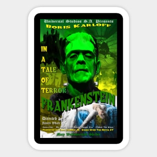 Frankenstein Faux Retro Movie Poster Sticker